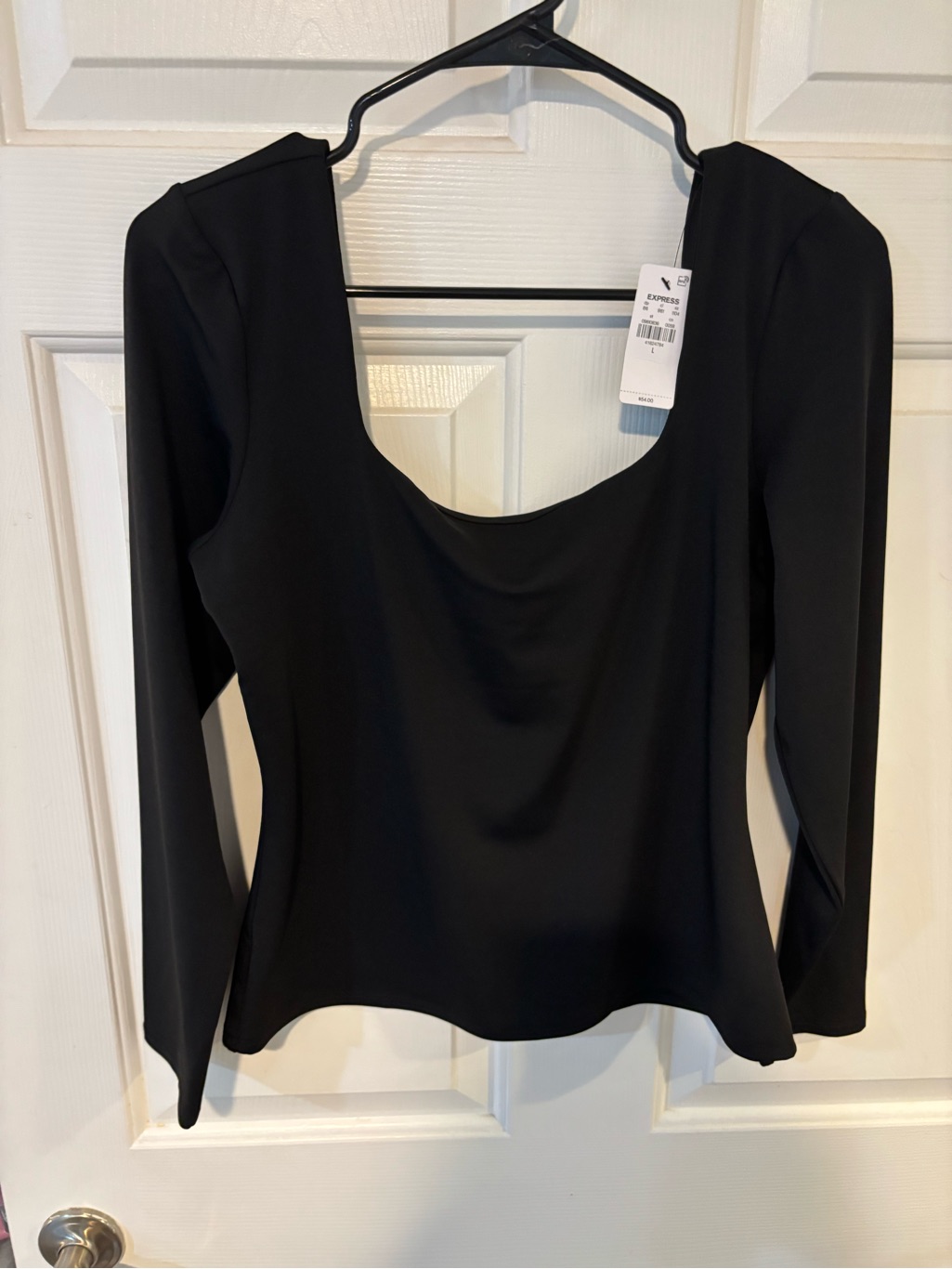 Express Black Long-Sleeve Scoop-Neck Top